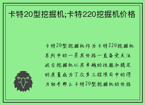 卡特20型挖掘机;卡特220挖掘机价格